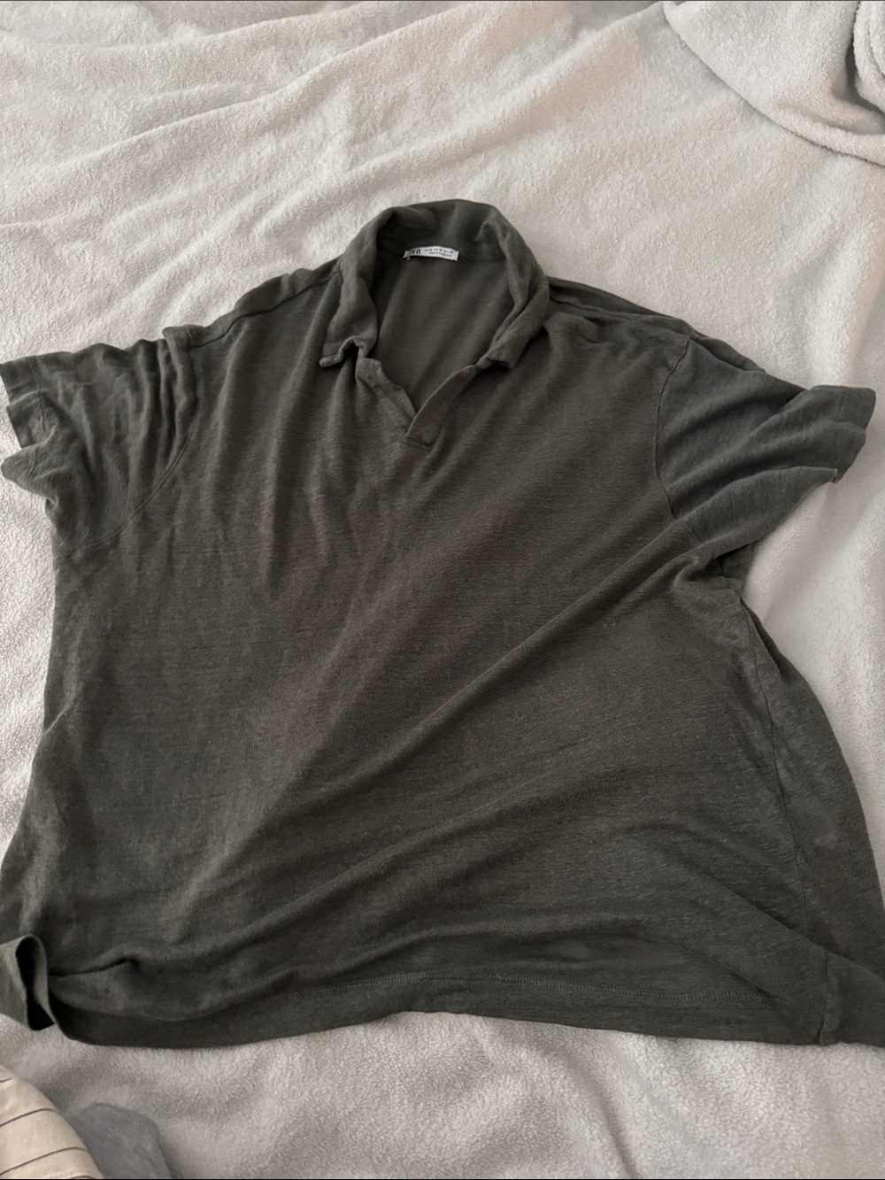 Zara Men's Dark Olive Polo Shirt